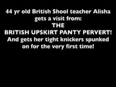 British amateur school teacher takes her first panty cumshot Thumb