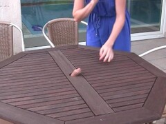 Horisontal outdoor Glory Hole Blowjob and cumshot by Sylvia Chrystall. Fun Thumb