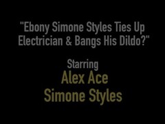 Ebony Simone Styles Ties Up Electrician & Bangs His Dildo? Thumb