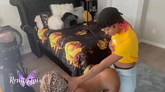 Bi curious Ebony tries out her first Dyke Thumb
