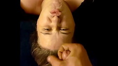 Sucked the cock and got her Forehead covered in sticky stuff Thumb