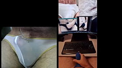 Cum in see-through underwear （Tribute video for my friend） Thumb