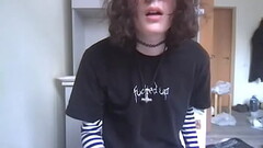 Goth twink jerks off and licks precum Thumb